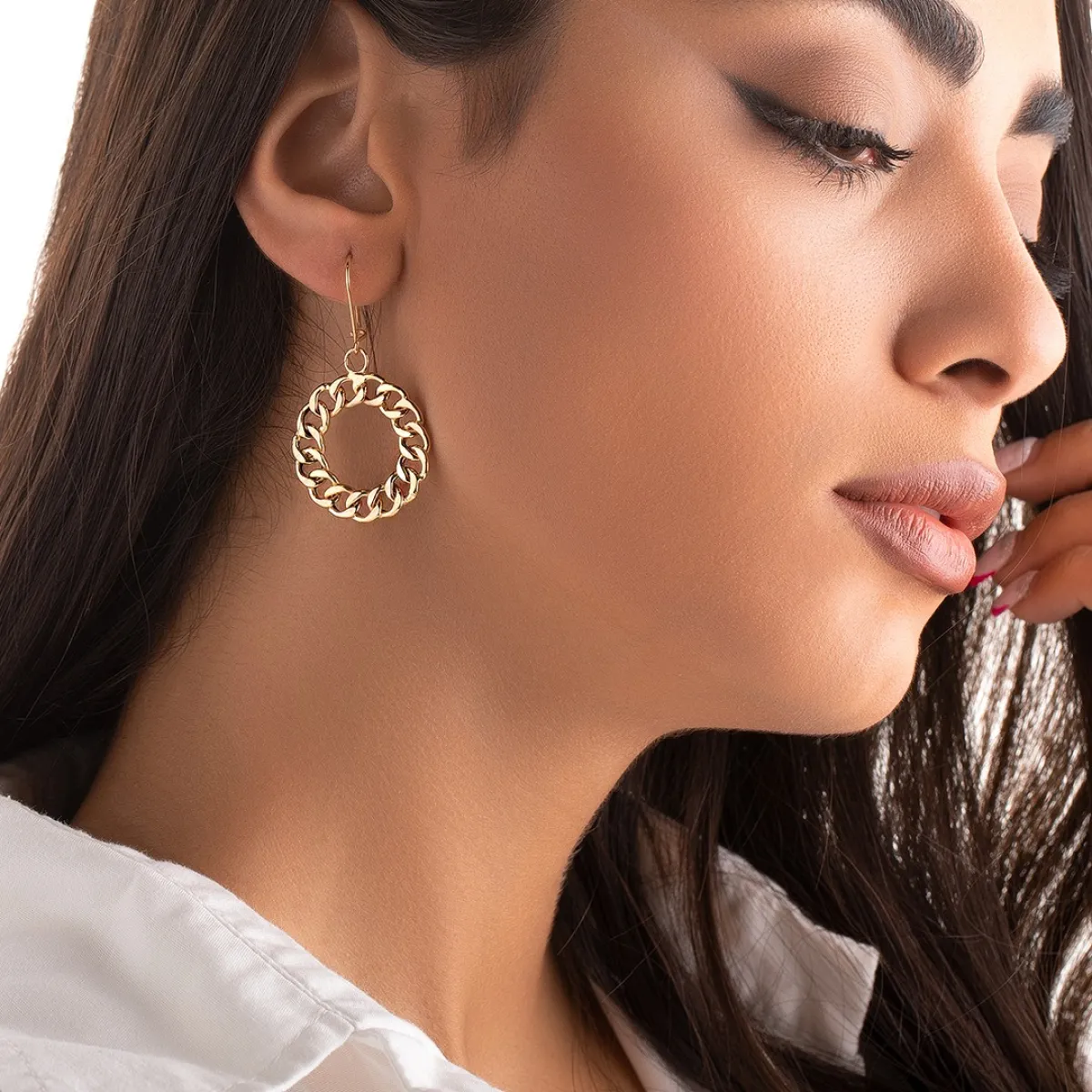 گوشواره کارتیه سنگی گرد E040