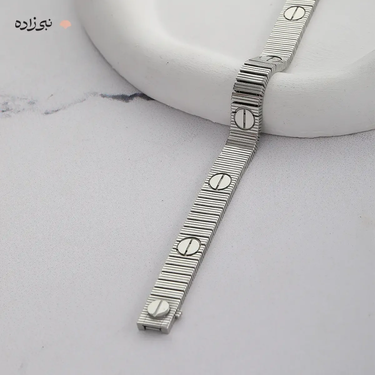 دستبند کارتیه لاو سفید لخت پهن (unlimited) B255