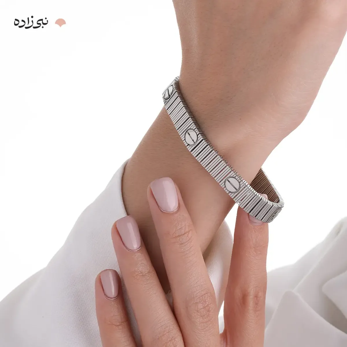 دستبند کارتیه لاو سفید لخت پهن (unlimited) B255