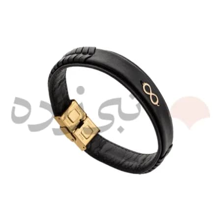 دستبند چرم بی نهایت طلا B049