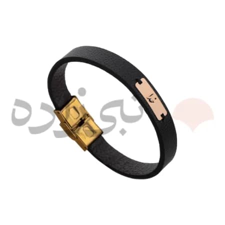 دستبند چرم خدا طلا B053