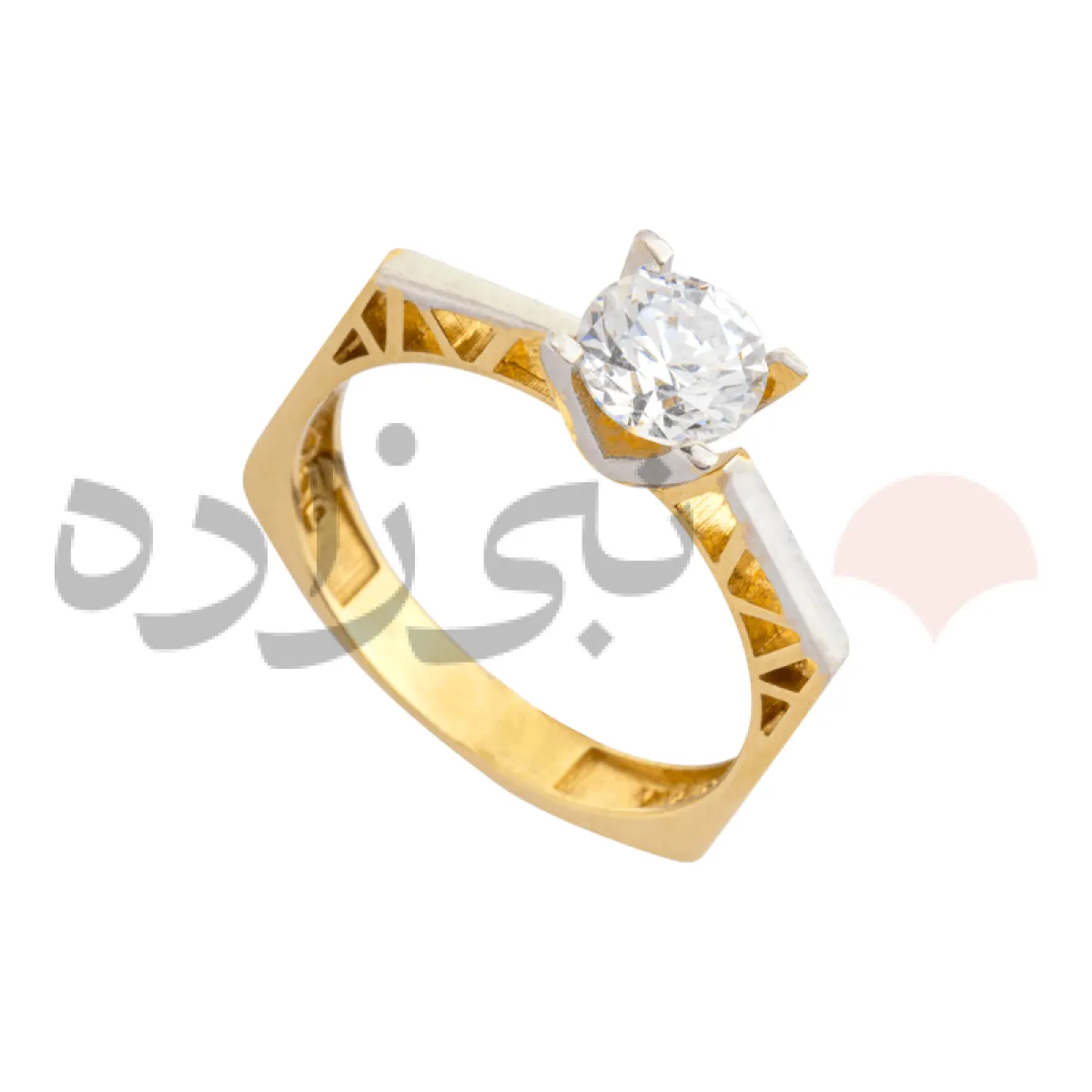 انگشتر سولیتر چند ضلعی طلا R020