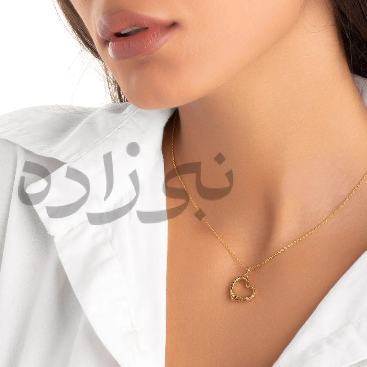پلاک طلا قلب تور توخالی C016