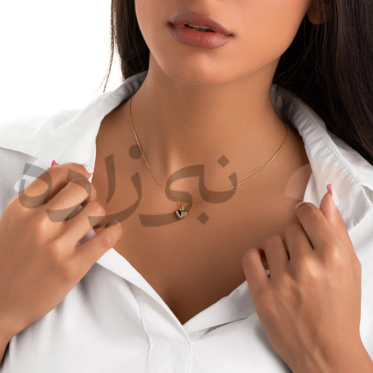 پلاک طلا قلب توپی خط دار C010