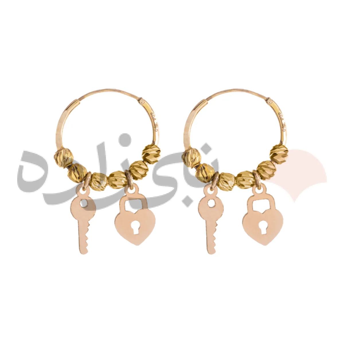 گوشواره حلقه ای البرنادو قفل و کلید طلا E037