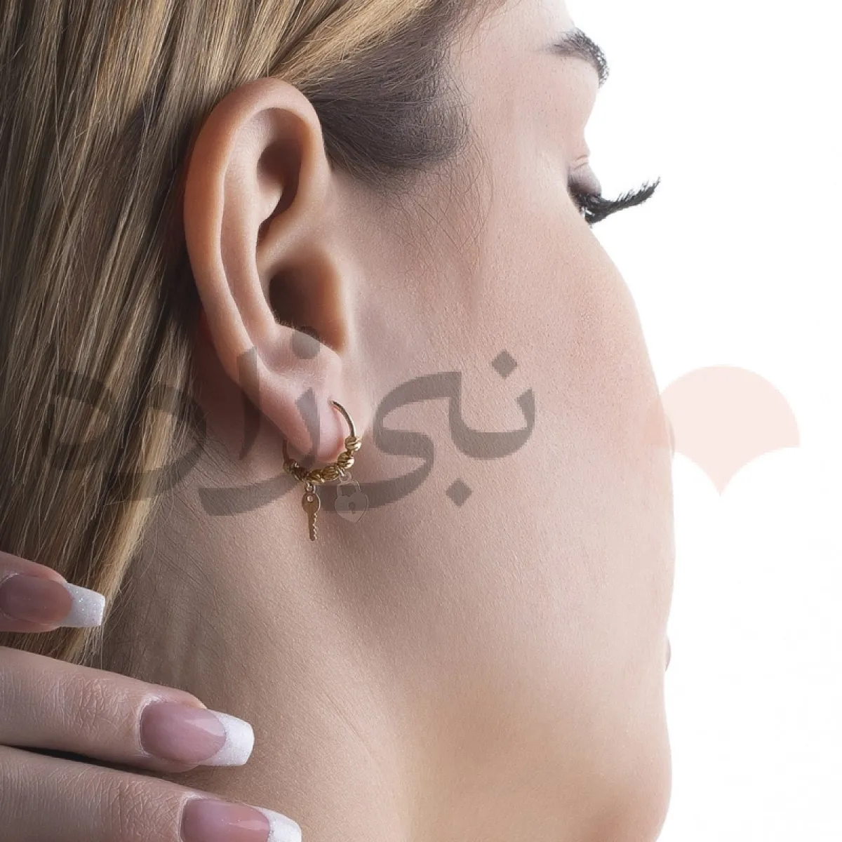گوشواره حلقه ای البرنادو قفل و کلید طلا E037