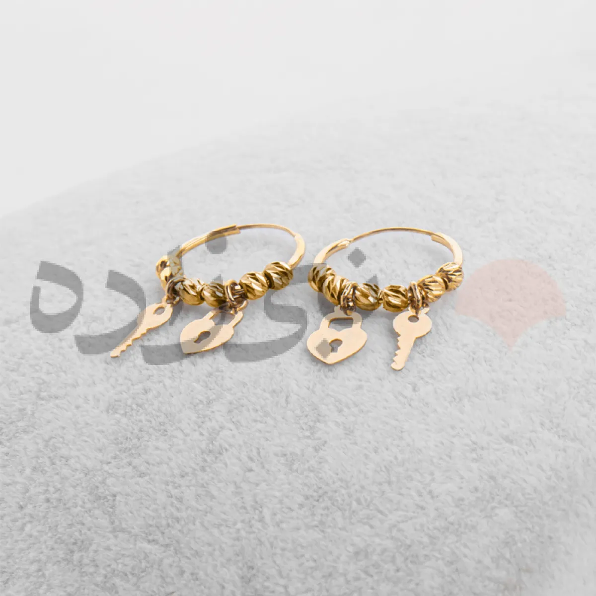 گوشواره حلقه ای البرنادو قفل و کلید طلا E037