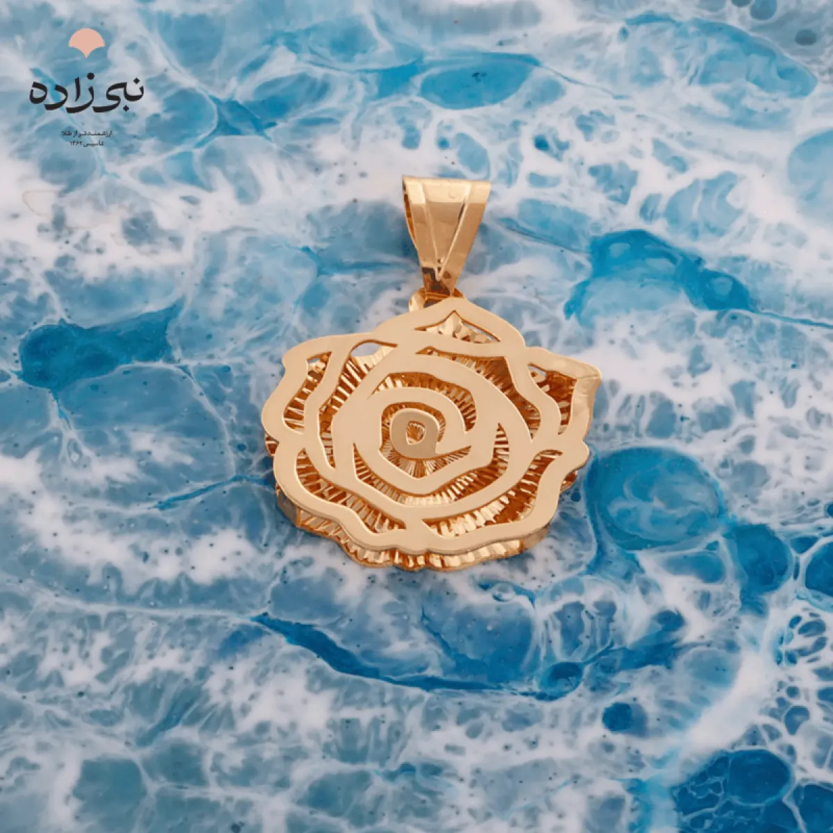 پلاک طلا سه بعدی گل رز C018