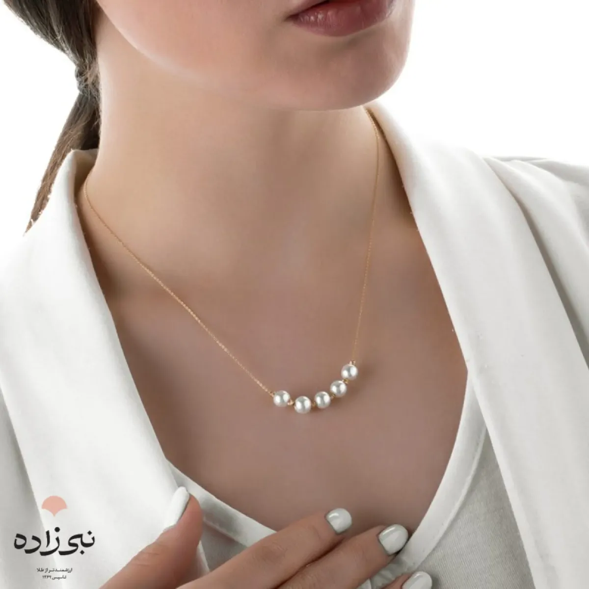 گردنبند تلفیقی البرنادو و پنج مروارید N098
