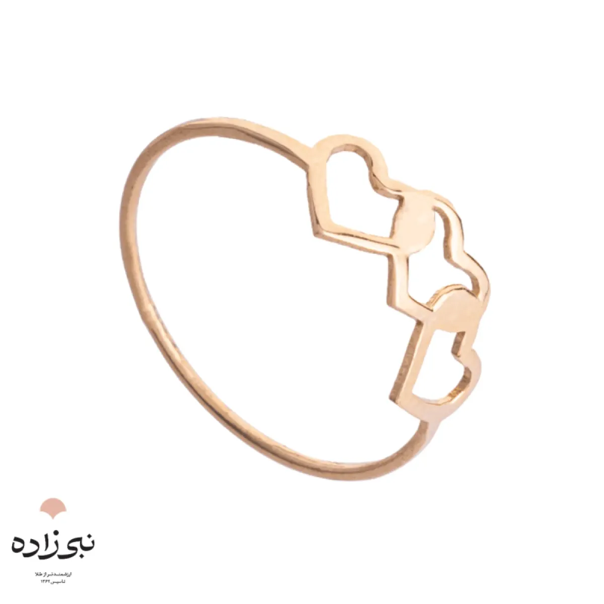 انگشتر دکوراتیو سه قلب طلا R028