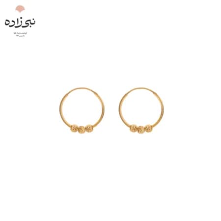 گوشواره حلقه ای البرنادو 3 گوی قطر 1 سانت طلا E048