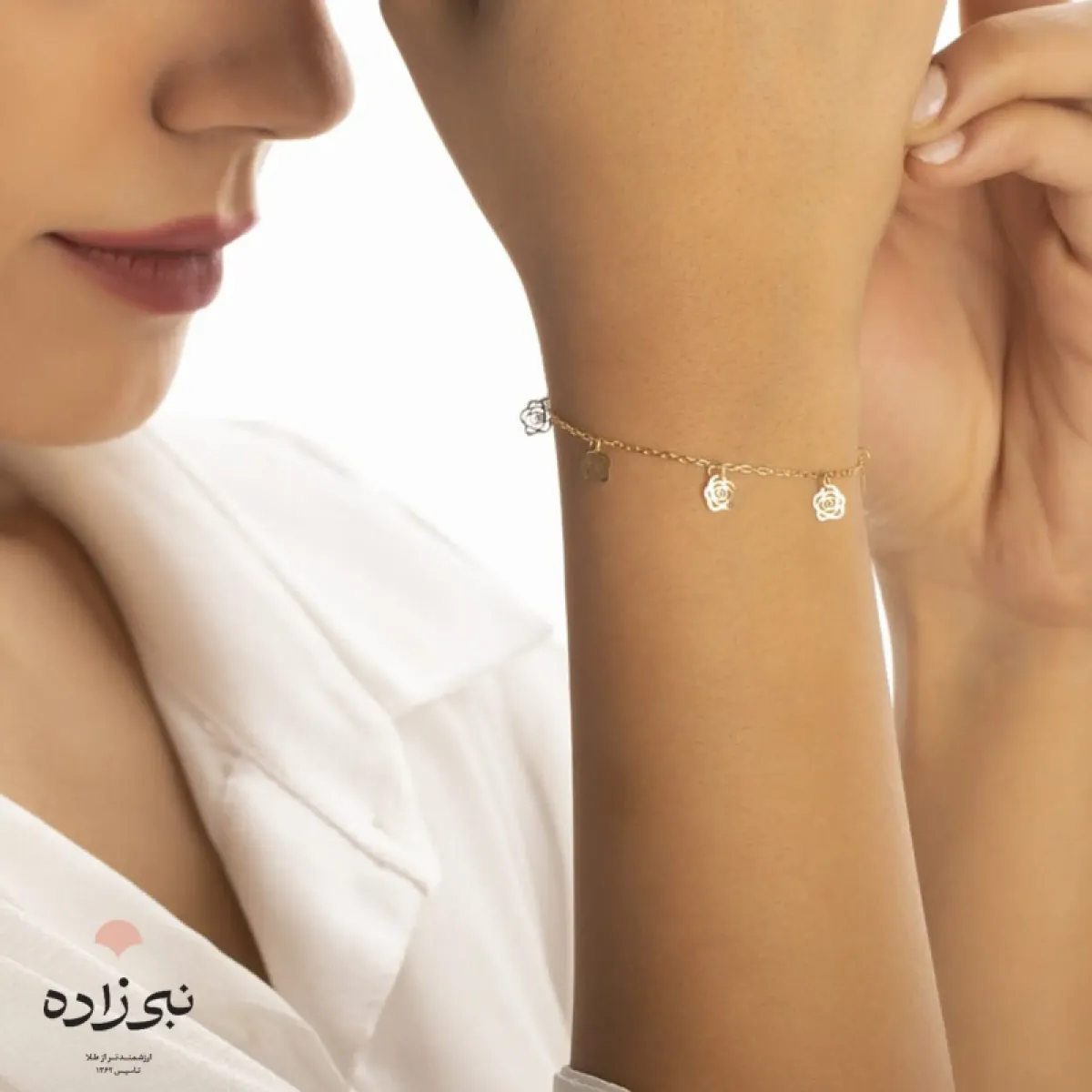 دستبند لیزری گل رز طلا B012
