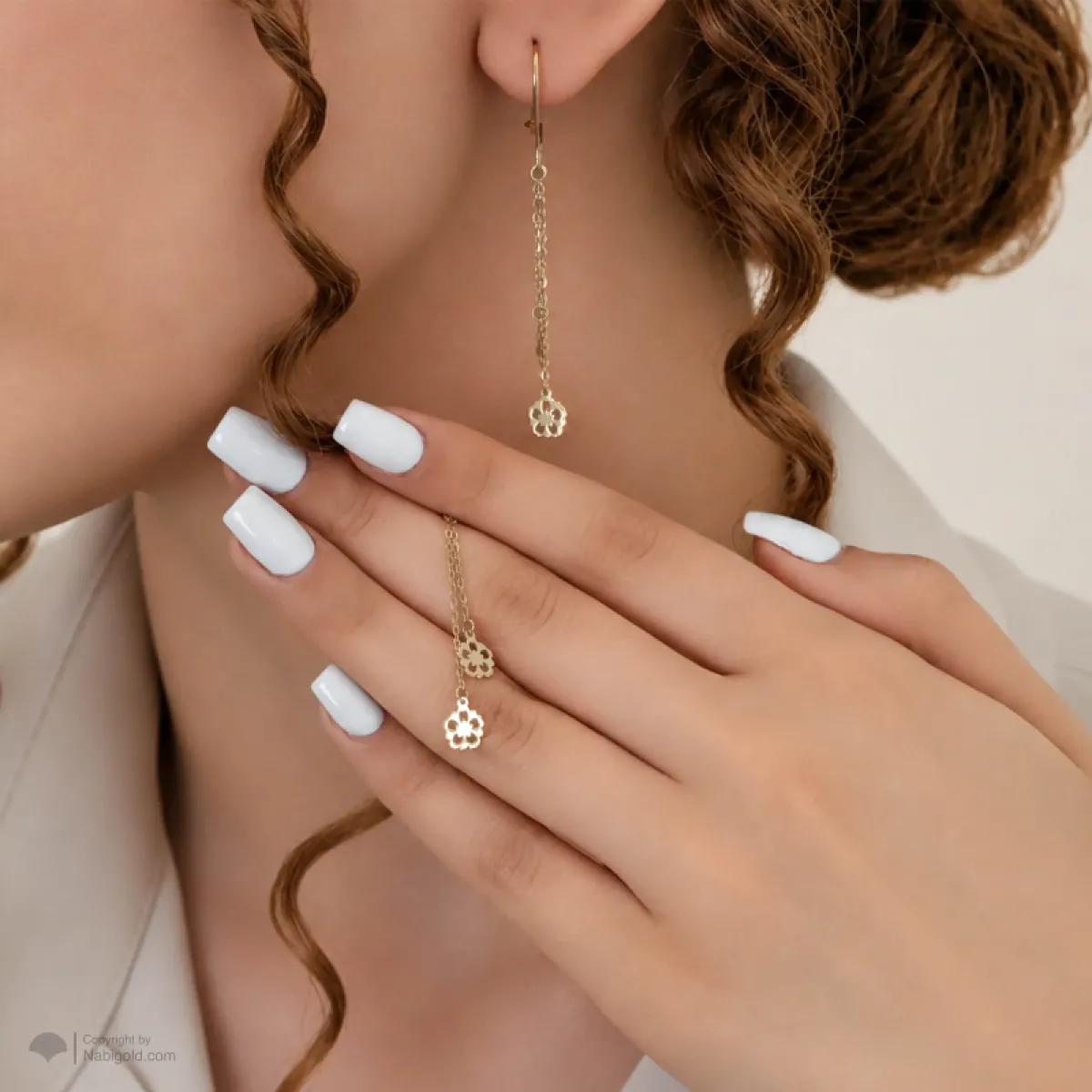 گوشواره آویز گل E143