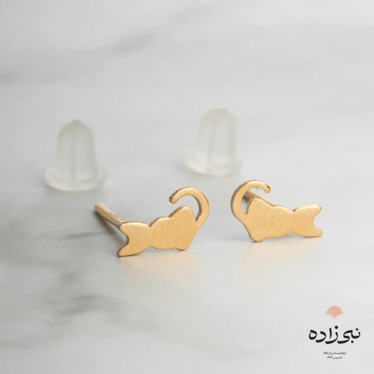 گوشواره لیزری میخی گربه طلا E020