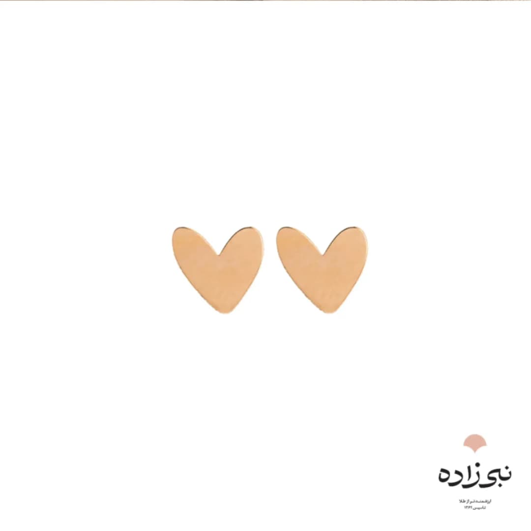 گوشواره لیزری میخی قلب توپر طلا E019