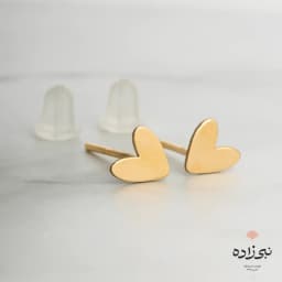 گوشواره لیزری میخی قلب توپر طلا E019