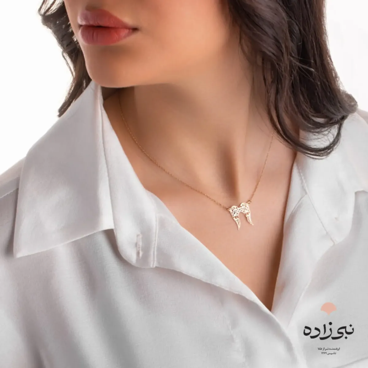 گردنبند لیزری بال فرشته طلا N055