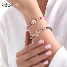 دستبند سنگی انار و ترمه طلا B262