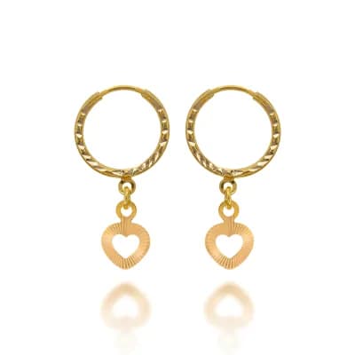 گوشواره طلا حلقه ای قلب E004