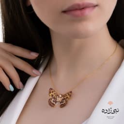 پلاک پروانه پارچه ای پلنگی طلا C048