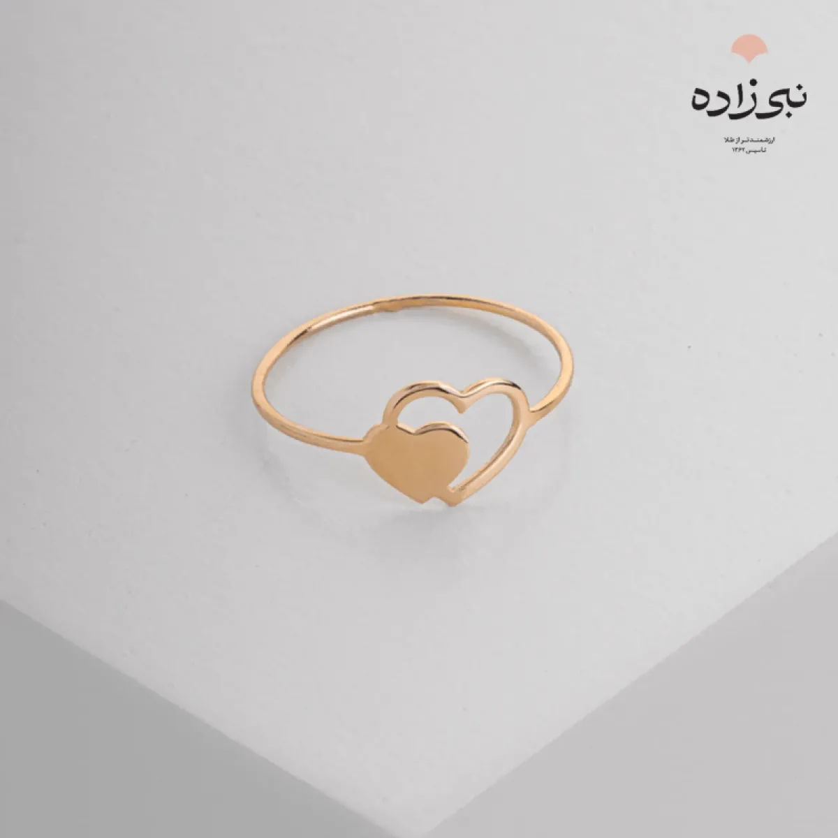 انگشتر دکوراتیو دو قلب طلا R026