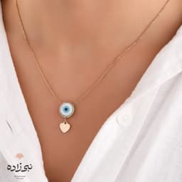 گردنبند چشم نظر گرد آویز قلب طلا N019