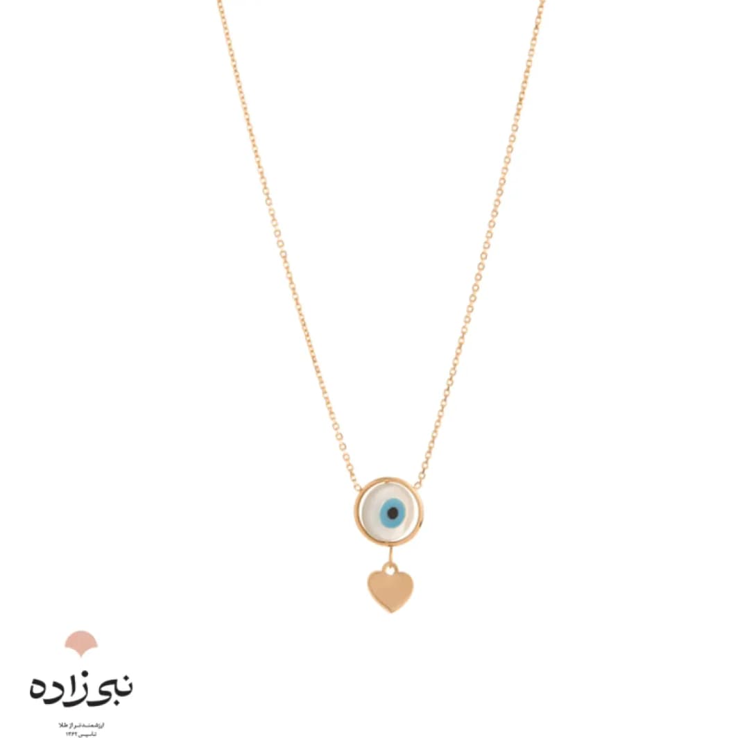 گردنبند چشم نظر گرد آویز قلب طلا N019