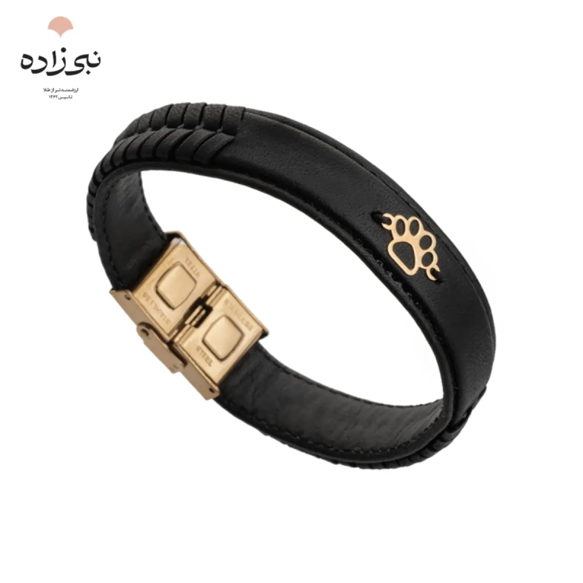 دستبند چرم پنجه طلا B050