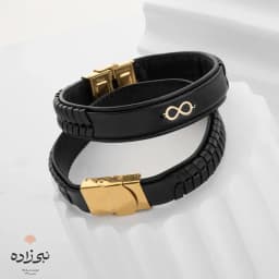 دستبند چرم بی نهایت طلا B049