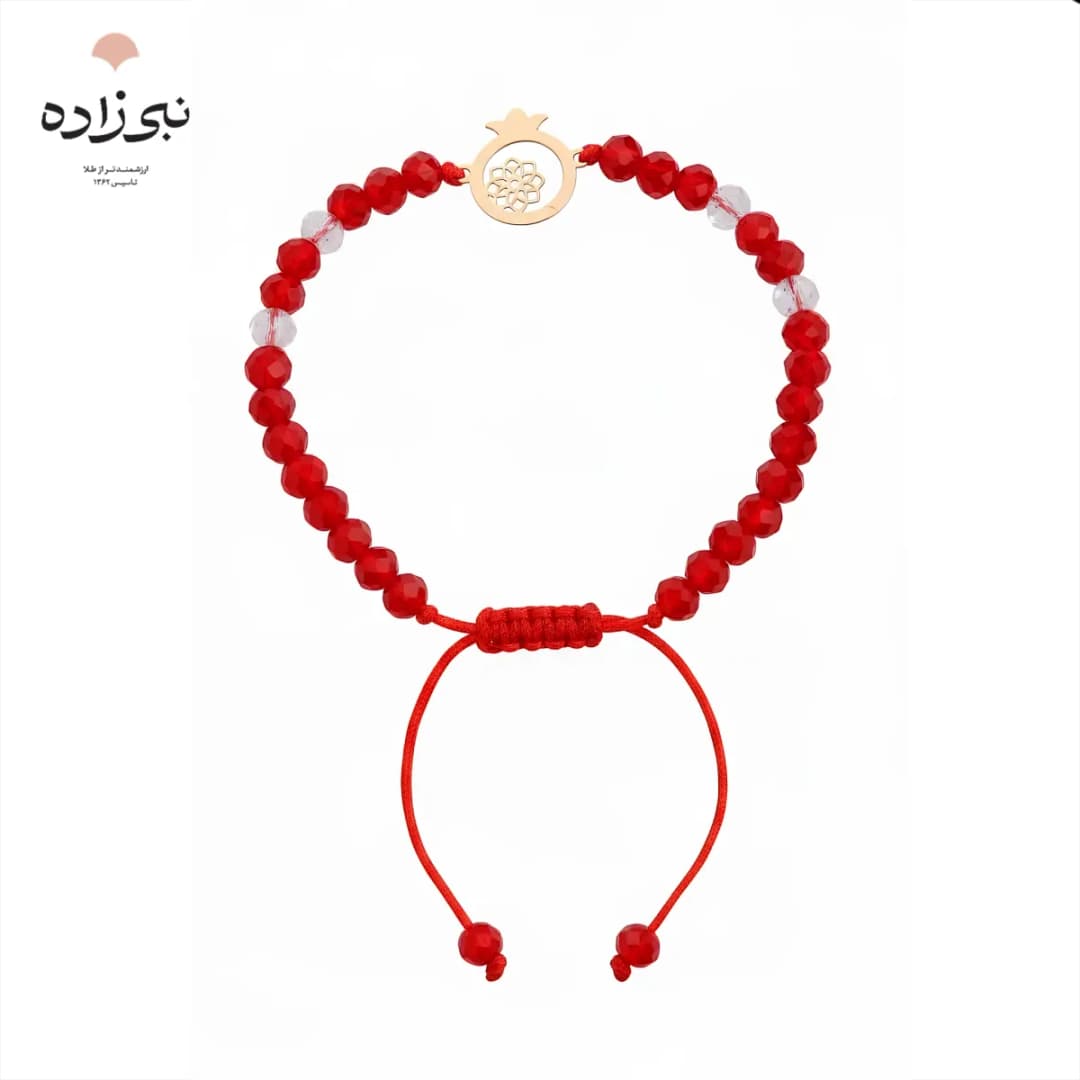 دستبند سنگی انار و گل طلا B263