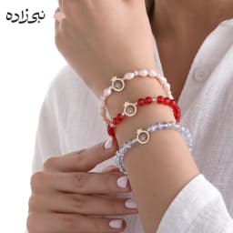 دستبند سنگی انار و گل طلا B263