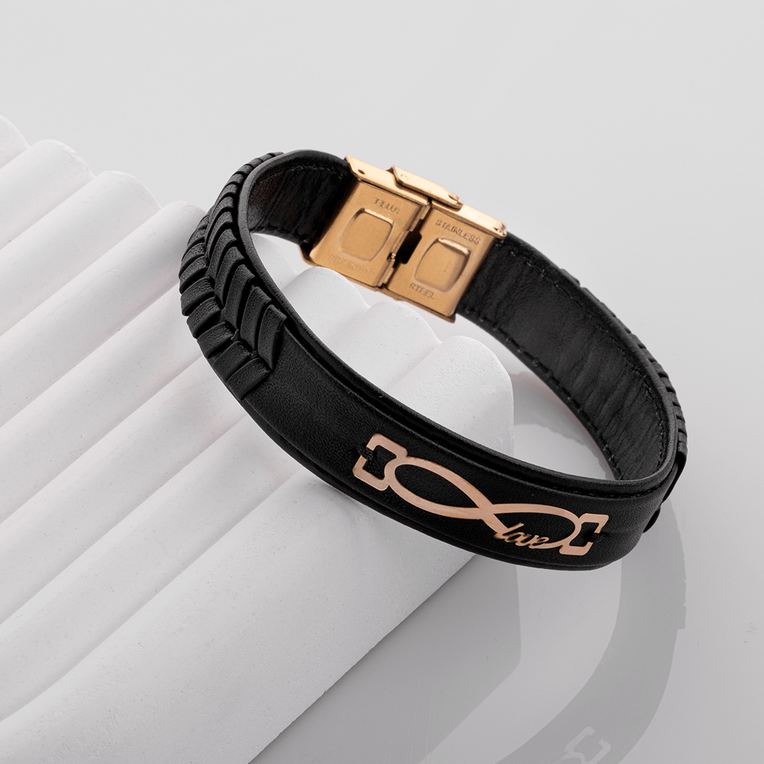 دستبند چرم بی نهایت عشق B140 2 دستبند چرم بی نهایت عشق