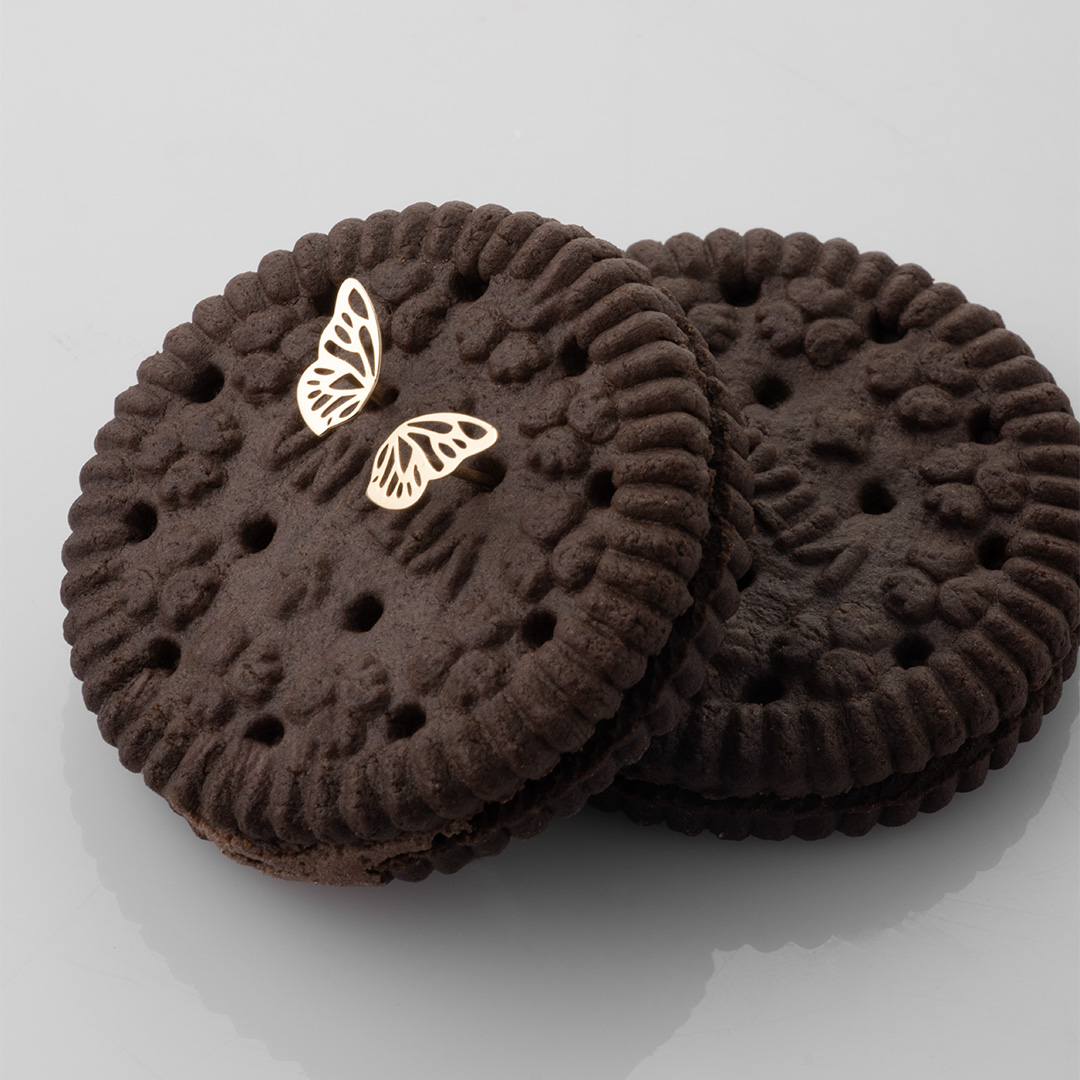 گوشواره میخی بال پروانه E104 2 گوشواره میخی بال پروانه E104