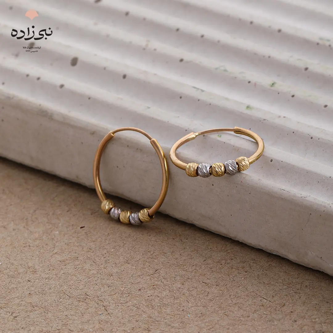 گوشواره حلقه ای البرنادو طلا E124 3 گوشواره حلقه ای البرنادو طلا E124