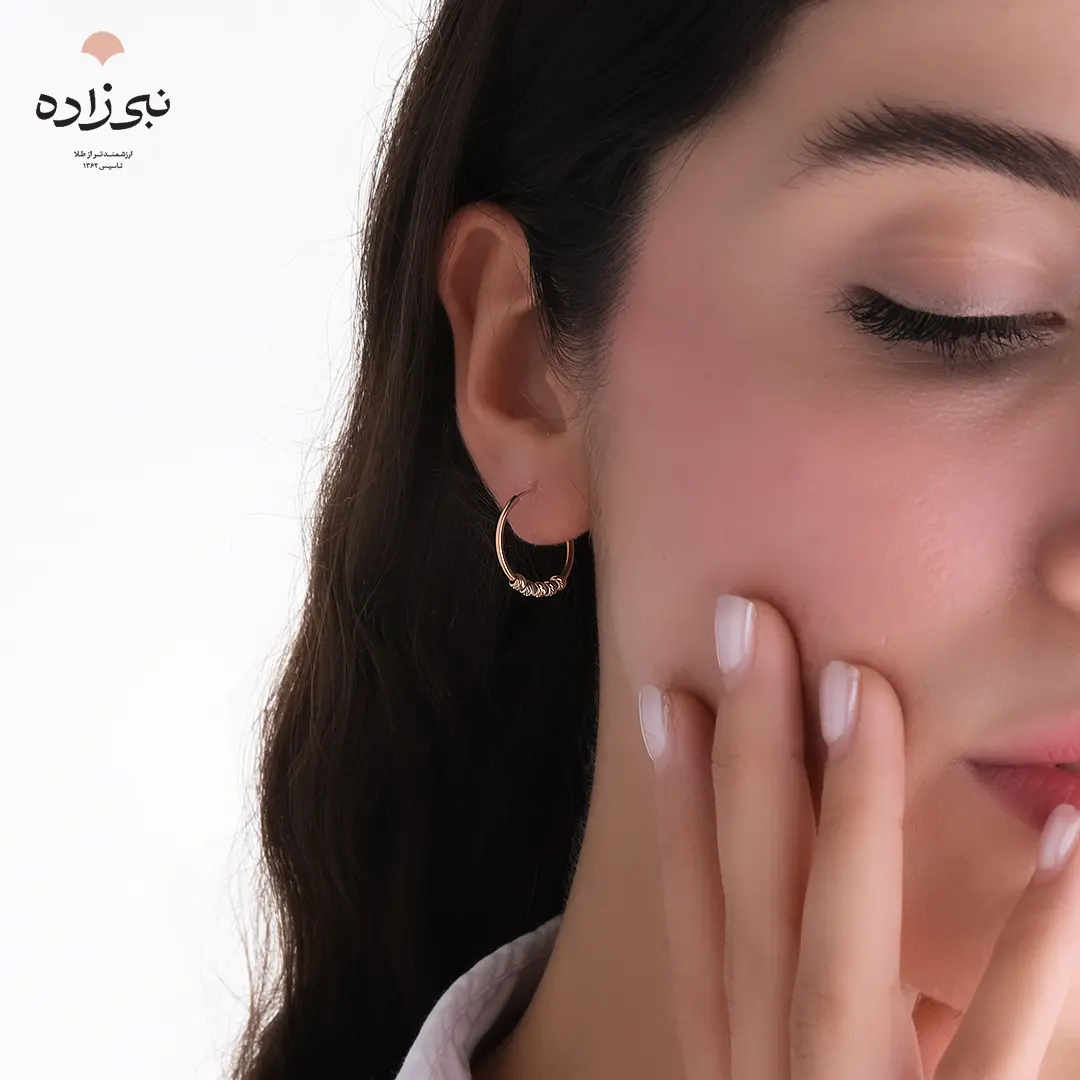 گوشواره حلقه ای البرنادو طلا E124 2 گوشواره حلقه ای البرنادو طلا E124