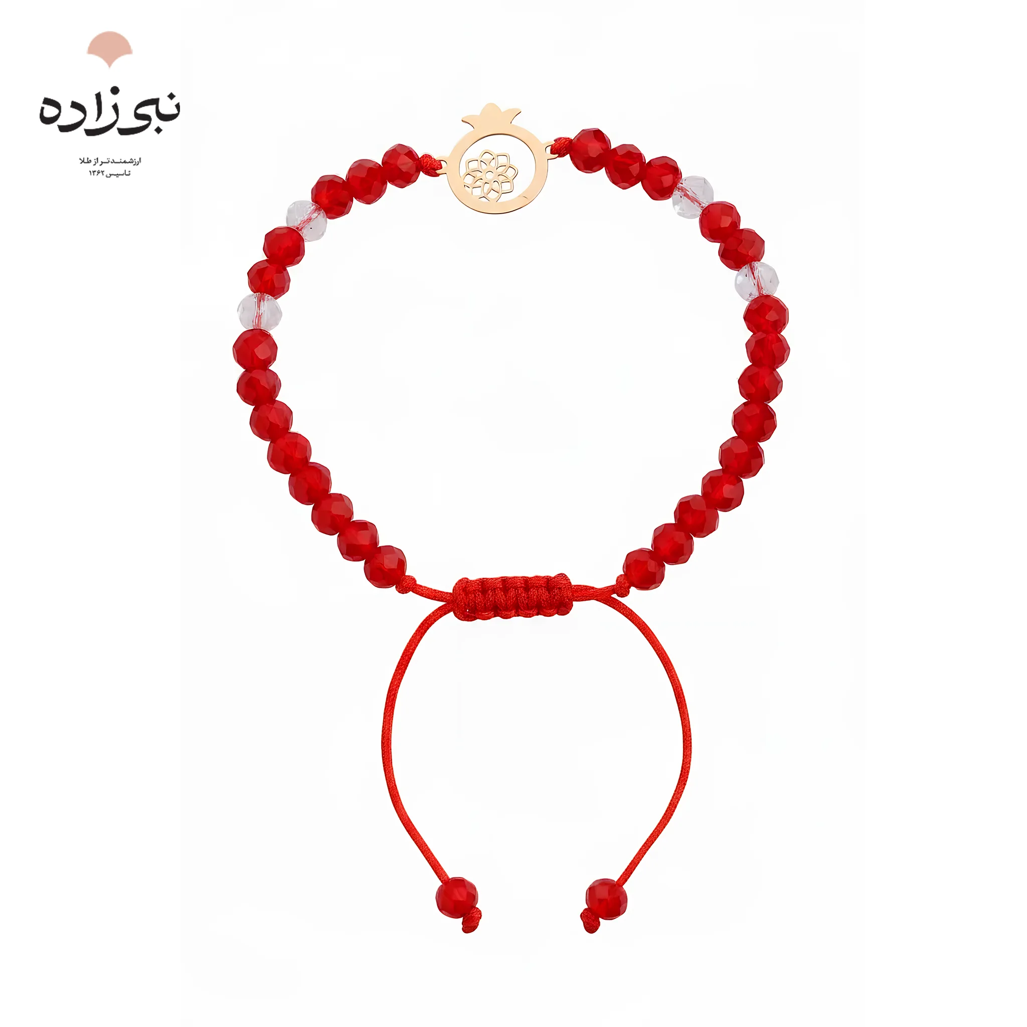دستبند سنگی انار و گل طلا B263