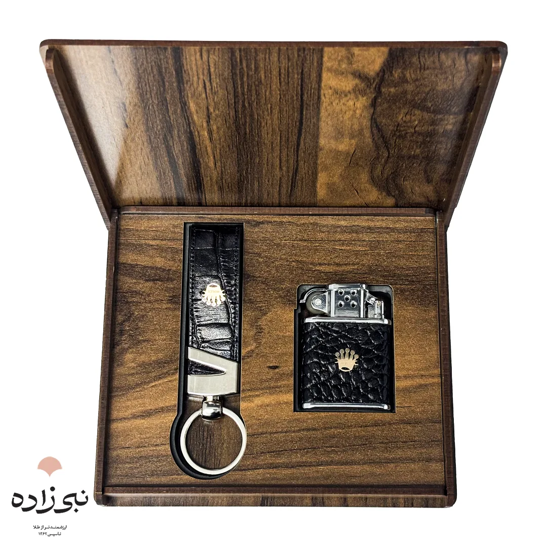 ست هدیه فندک و جاسوئیچی مردانه طرح رولکس M001 2 ست هدیه فندک و جاسوئیچی مردانه طرح رولکس M001